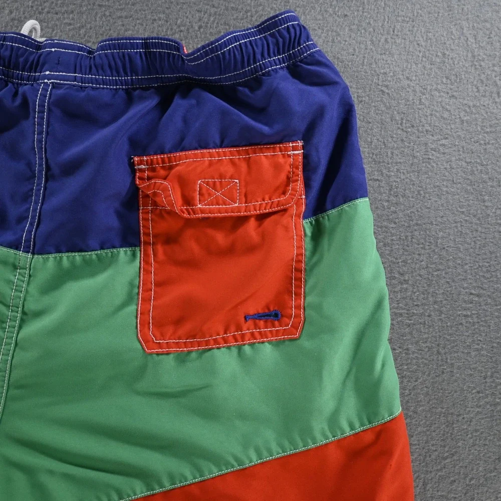 Vineyard Vines Mens Chappy Colorblock Swim Trunk Size M Blue Green Red 1M0266